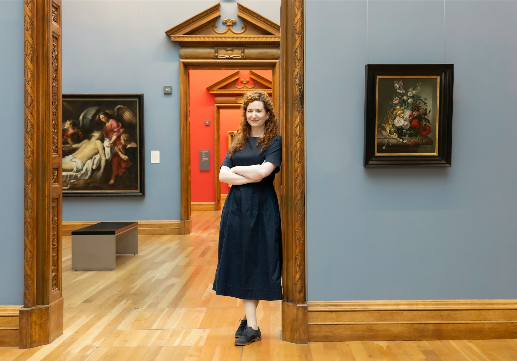 NGI Lizzie Marx with Rachel Ruysch Painting Image 4 Photo Anthony Woods