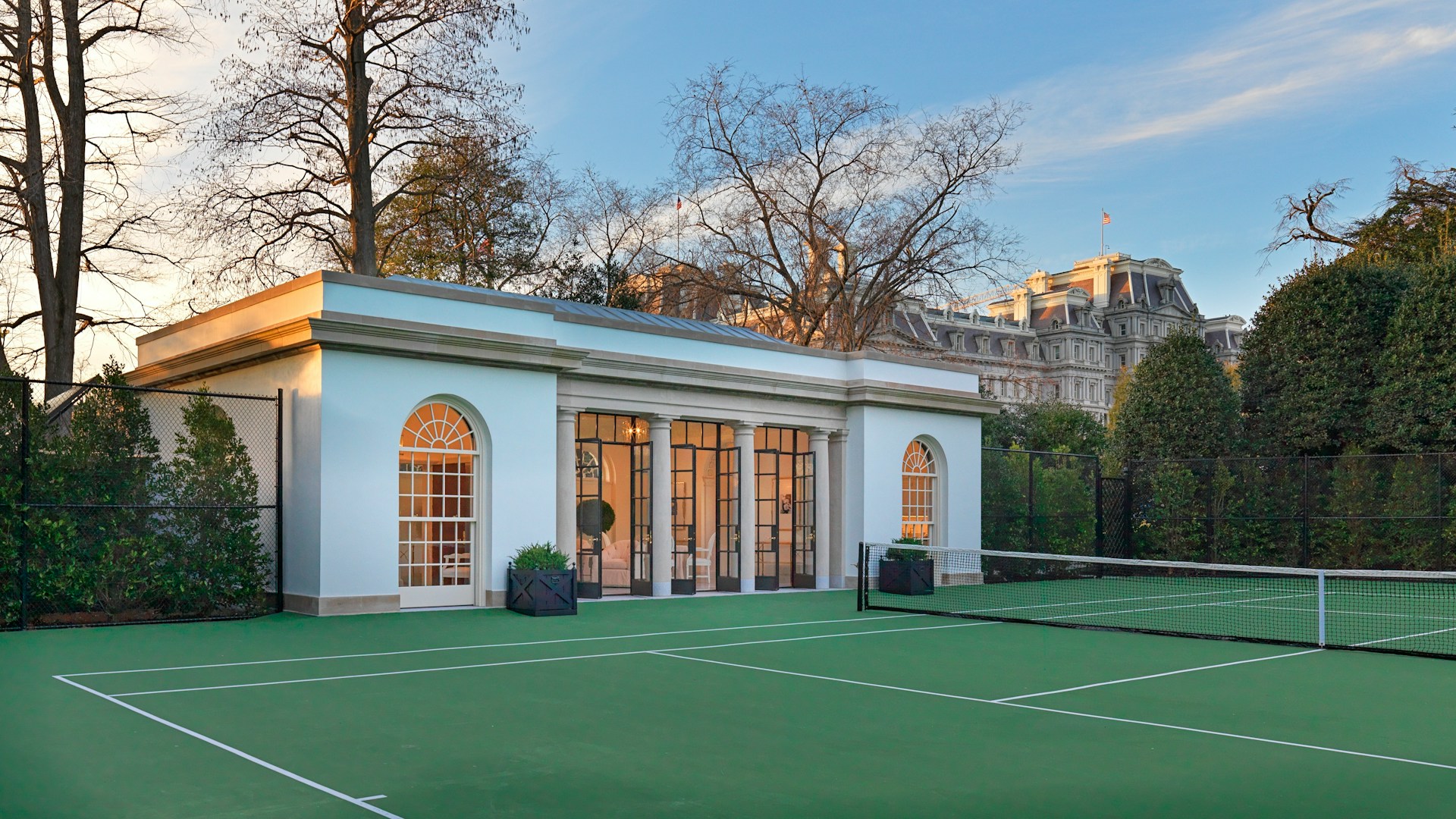 Tennis Pavilion angled doors open Bruce White